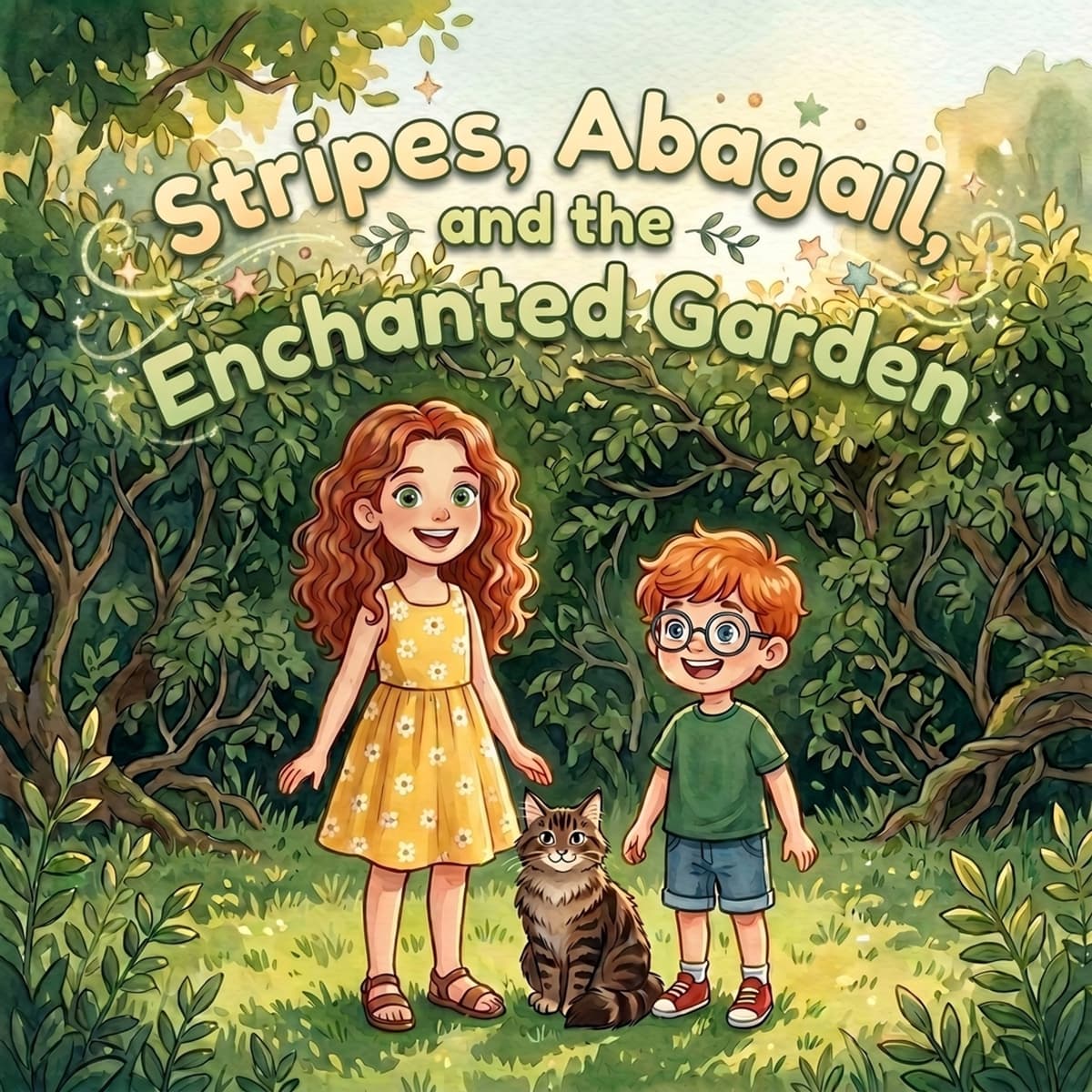 Book cover - Stripes, Abagail, and the Enchanted Garden